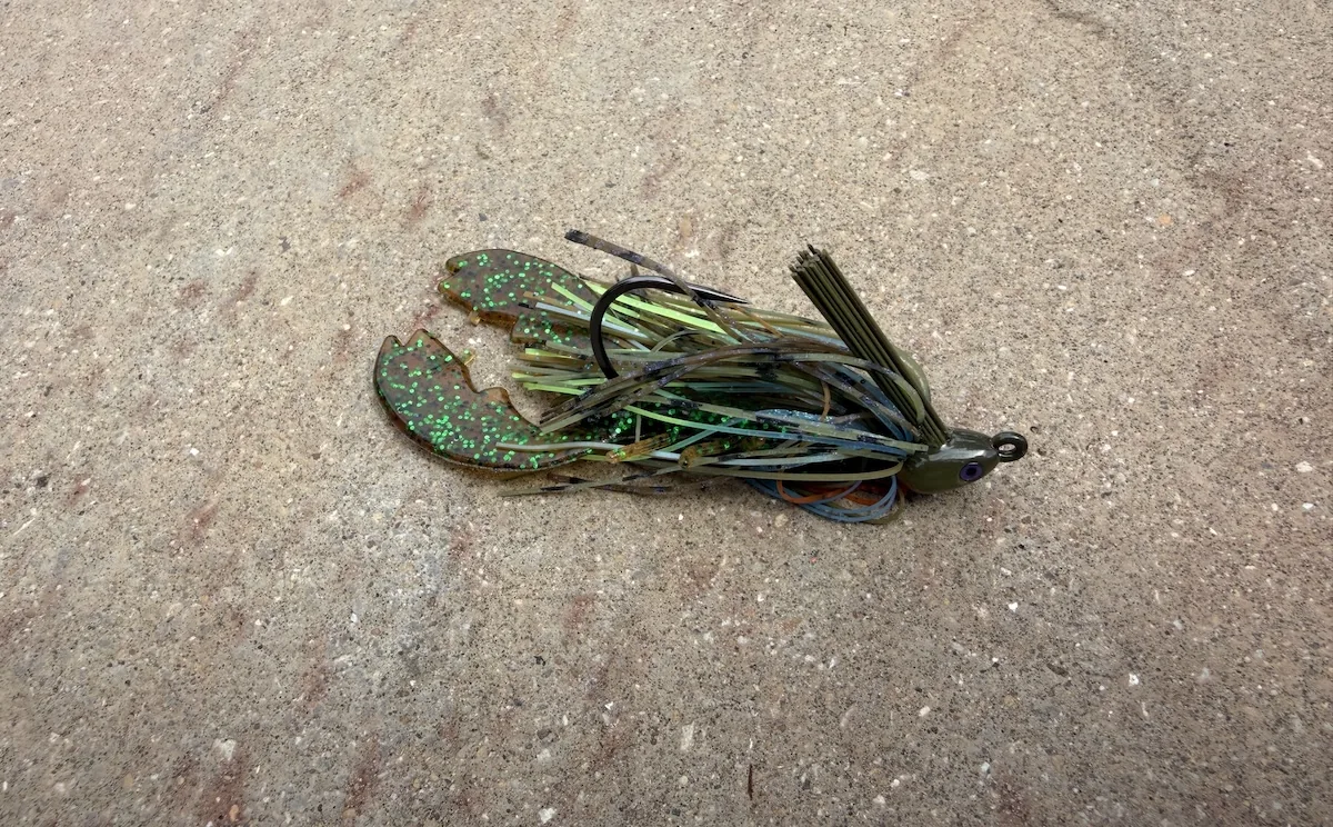 Dirty Jigs jig rigged with a PowerBait Chigger Craw for pitching and flipping